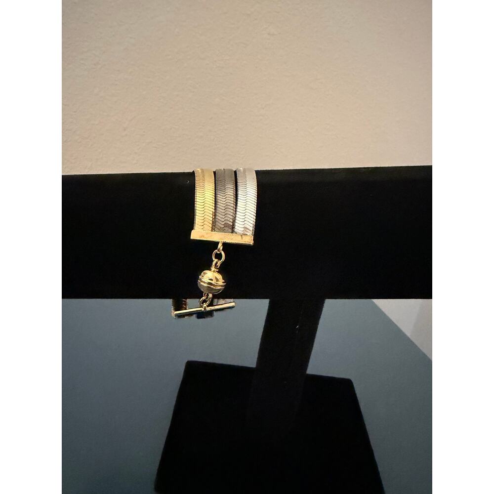 David Markstein Bronze 3-Row Flexible Herringbone Bracelet - Picture 6 of 7